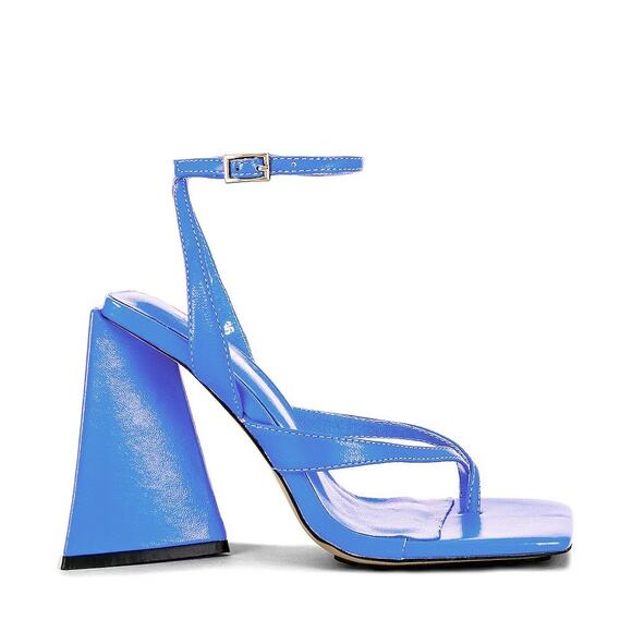 Alias Mae River Mule Sandal Heels Bright Blue Leather Size 35/4 AMAE-WZ227 - Picture 1 of 16